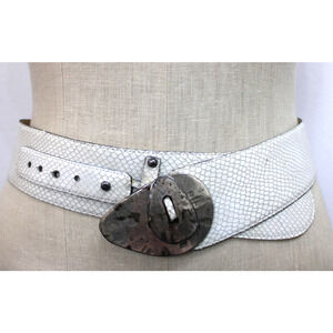 Vintage Nbel Metal Buckle & AVION Belt Leather Print Made in Italy Size 90 M